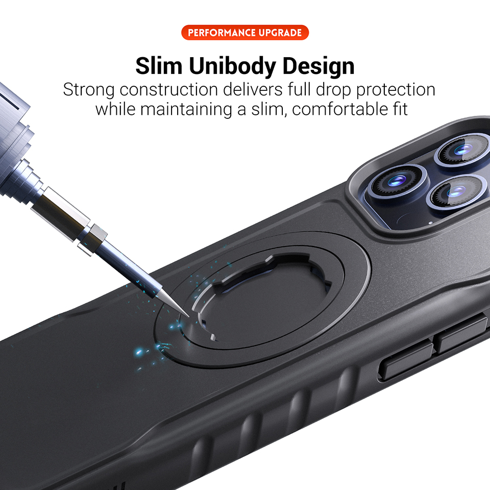 Bike Phone Case Compatible with iPhone 15Pro, Quick-Release Lock for Motorcycle Mount, Slim Shockproof Cover, Black