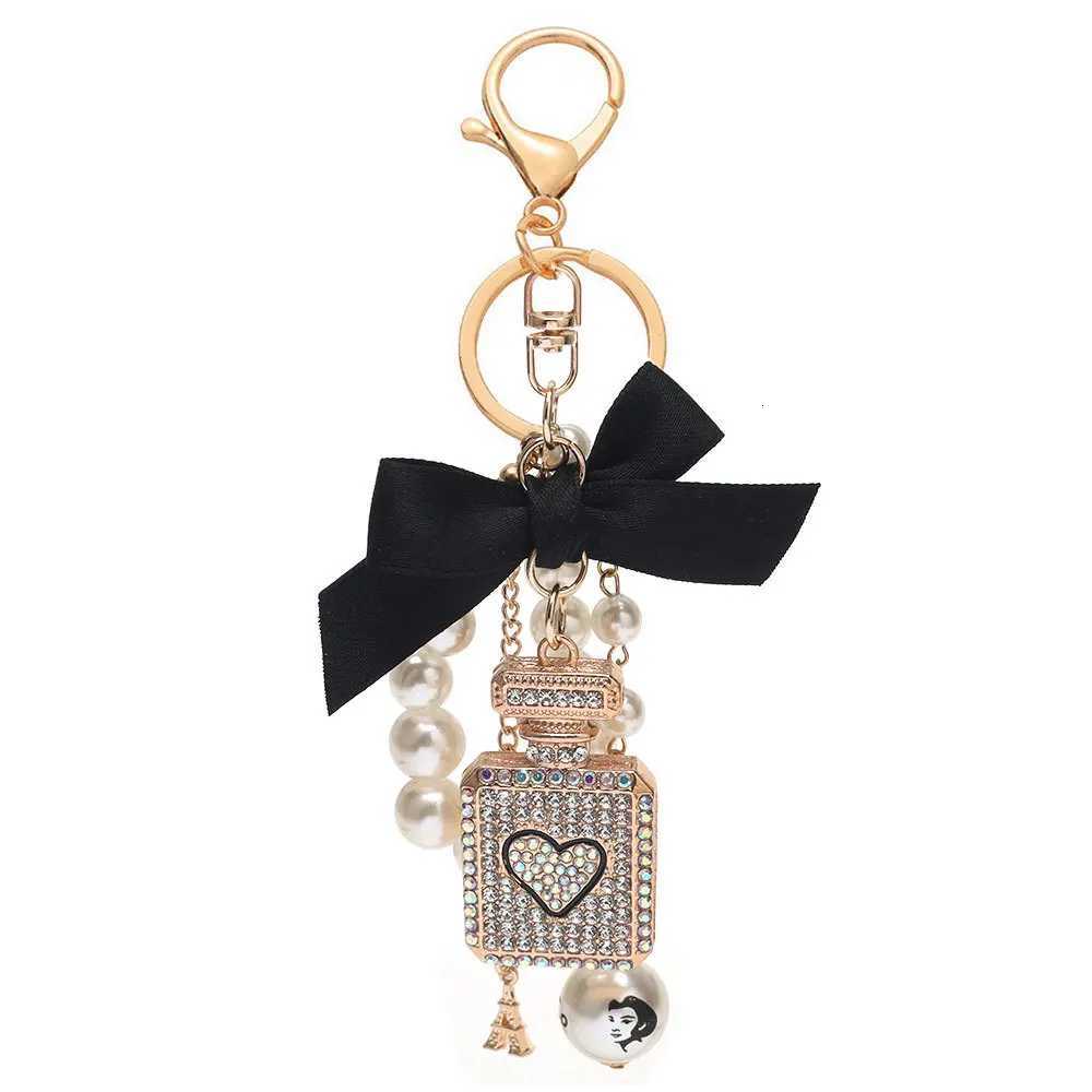 Perfume Bottle Bowknot Alloy Key Chain Pendant Bag Pearl Pendant Creative Gift Valentines Day Gift Jewelry H260318 - view 4