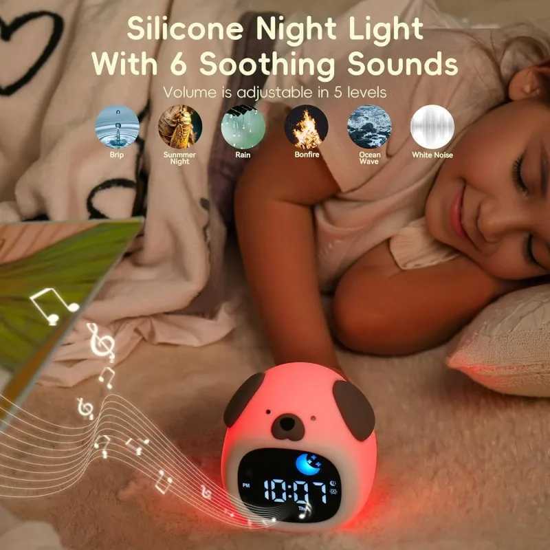 Alarm Clock for Kids Puppy-Shape Toddler Sleep Training Clock Cute Touch Night Light for Children Bedroom D260318