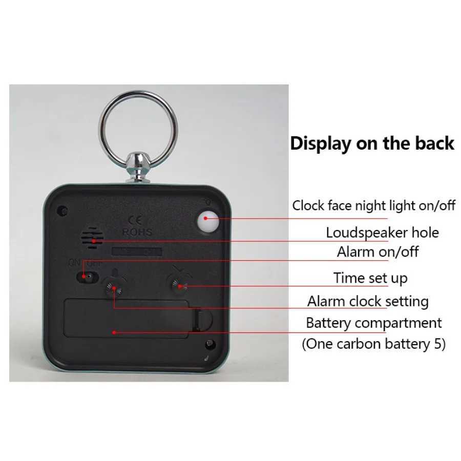 1PC metal ring snooze alarm clock One click snooze for 5 minutes or backlight Used for bedroom headboard decoration D260318