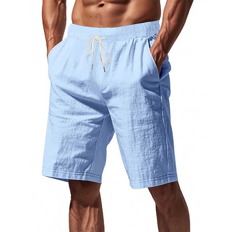 New Mens Cotton Linen Shorts Pants Male Summer Breathable Solid Color Linen Trousers Beach Shorts Fitness Streetwear M260318
