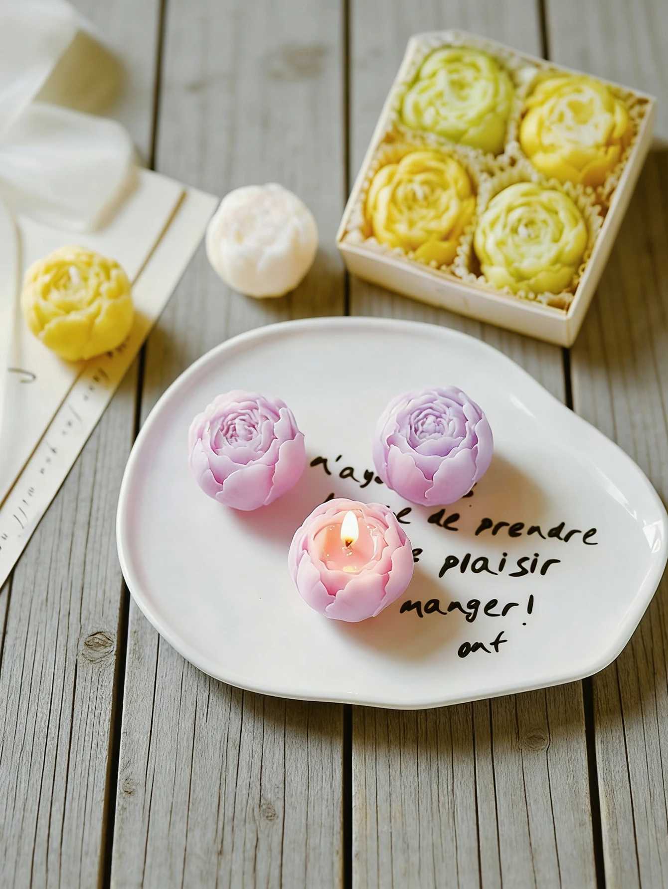 4-Pack Rose Scented Candle Gift Set Handmade Elegant Room Decor Gifts for womenBirthday/Valentines Day/Wedding/Anniversary D260318