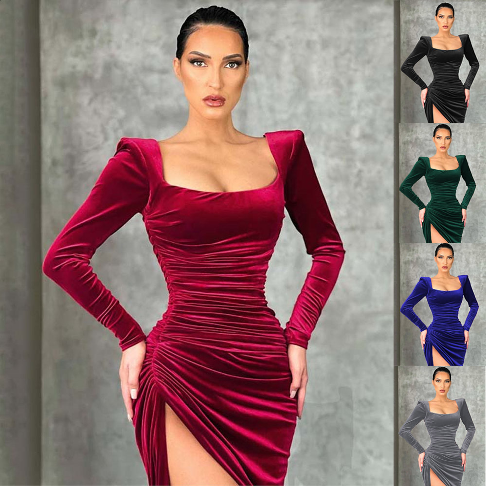 Elegant Women Mini Dress Vintage Red Long Sleeve Party Dress Female Sexy Off Shoulder Bodycon Dresses For Women 240824