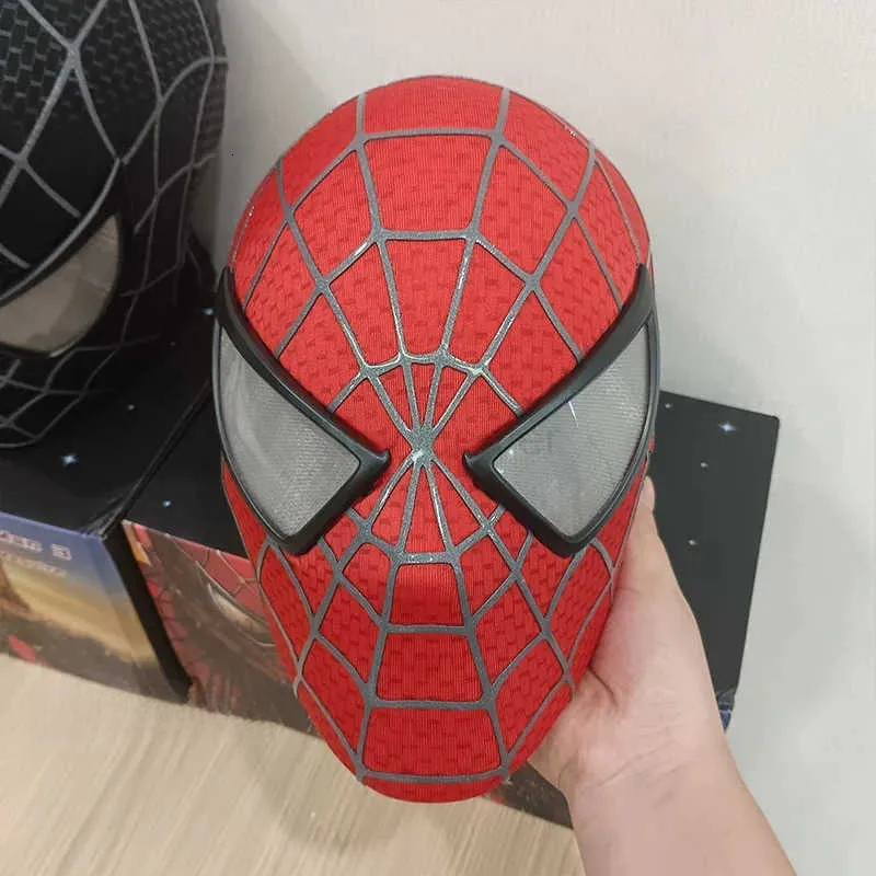 Disney Spiderman Marvel 1/1 3D Spider-Man Tobey Mask Halloween Cosplay Faceshell Detachable Lenses Costumes Superhero Collection Models