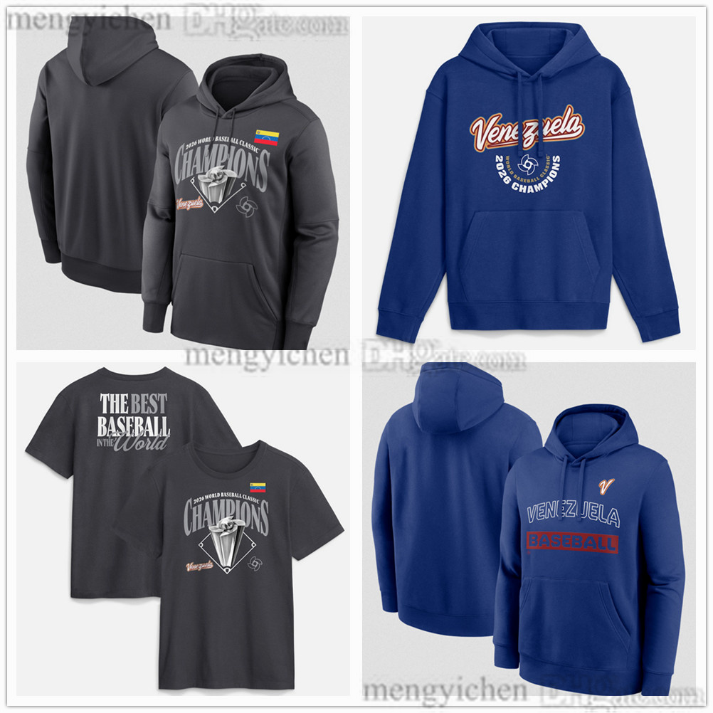 Men's Venezuela Royal 2026 World Baseball Classic Hoodie Charcoal Sweatshirt 21 Ronald Acuna Jr. 2 Luis Arraez 1 Jackson Chourio 0 Andres Gimenez 13 Salvador Perez