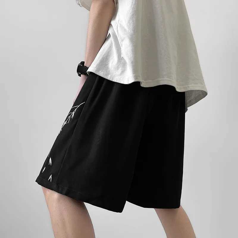 Embroidery Casual Shorts Men Sports pants Summer Basic Simple Loose Hip Hop Streetwear Chinese style Leisure Shorts White/Black M260318