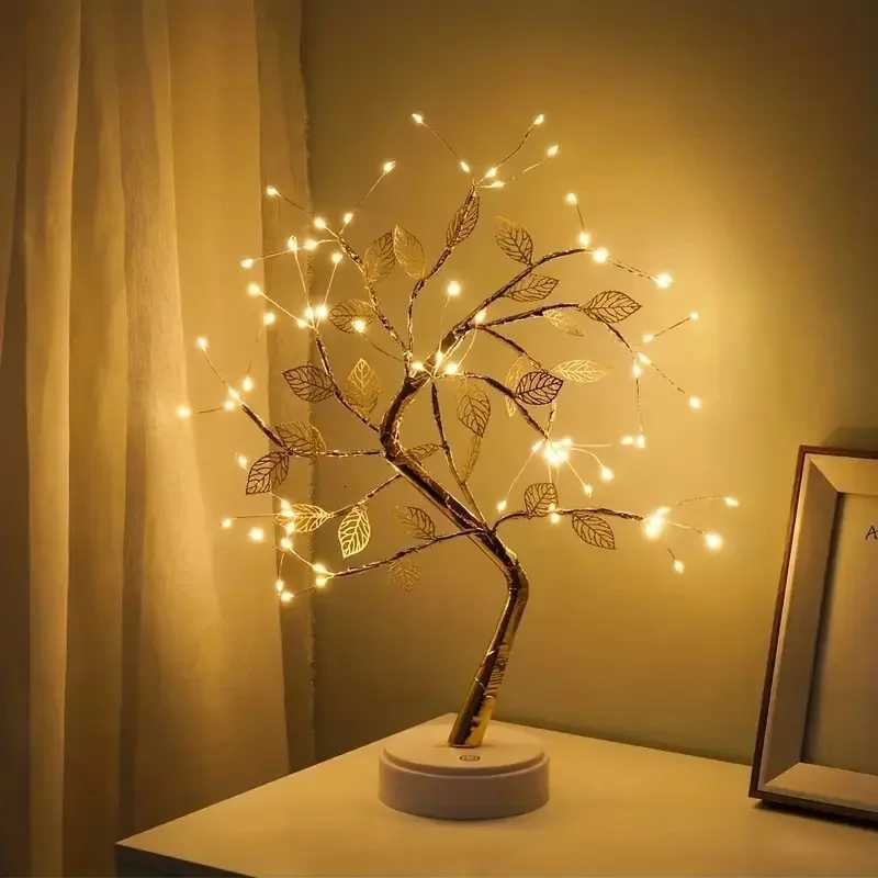 LED Tree Light Home Decoration USB/Battery Powered Touch Switch Warm White Artificial Bonsai Blossom Desktop Tree LED Lamp Light H260318