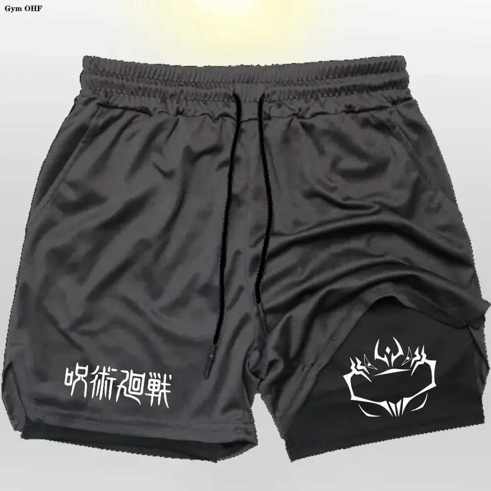 Jujutsu Kaisen Compression Shorts Men Fitness Gym Running Double Layer 2-In-1 Short Pants Rashgard Performance Anime M260318