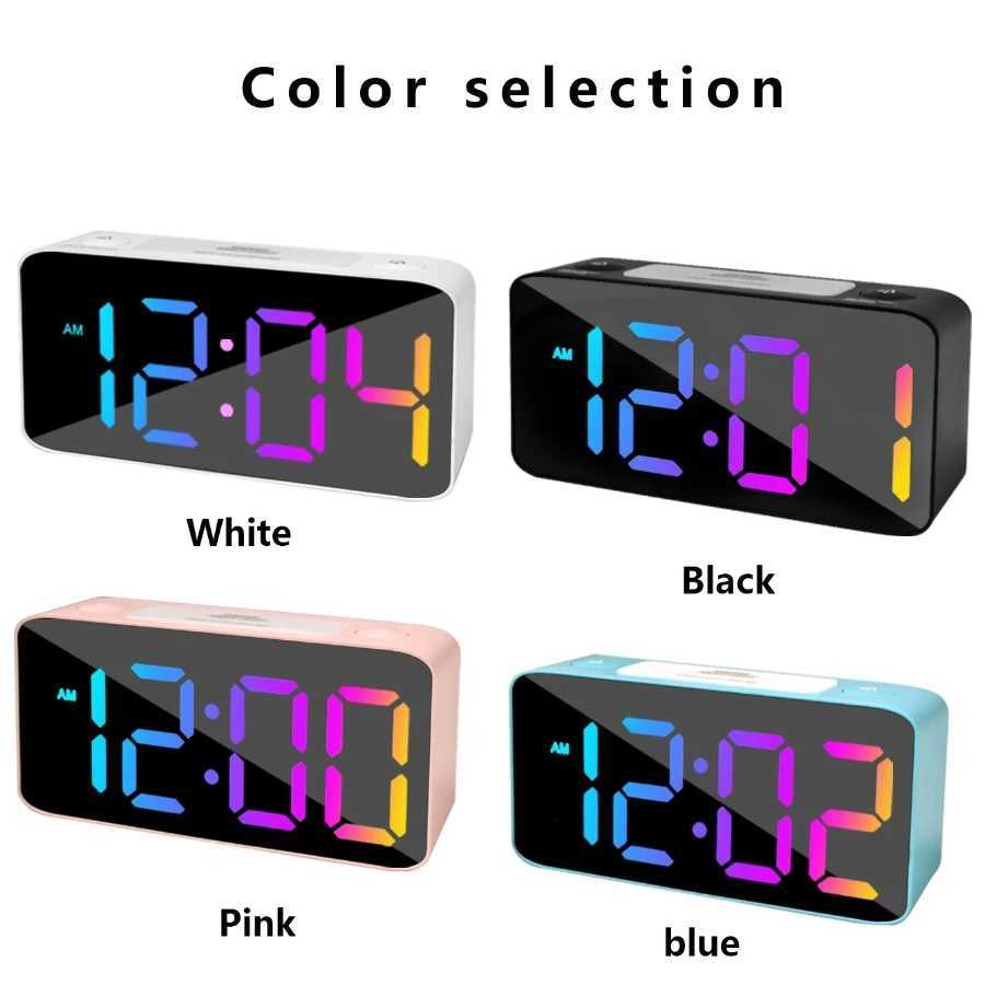 1PC multi-function RGB color screen alarm clock desktop LED digital clock Customize two sets of alarms five levels of brightn D260318