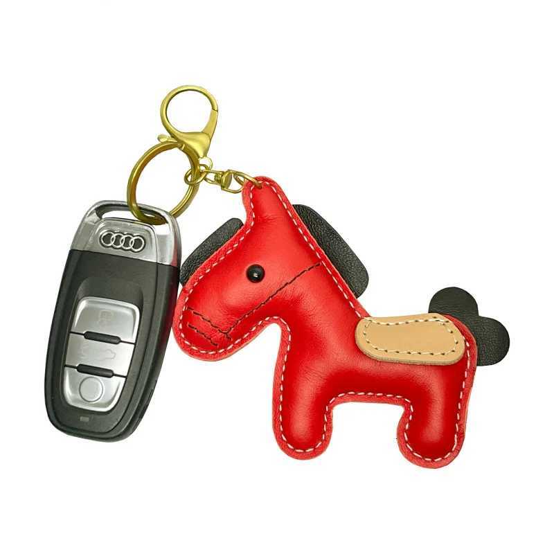 New trendy genuine cow leather pony handbag pendant cute trendy luggage bag accessories key ring H260318 - view 3
