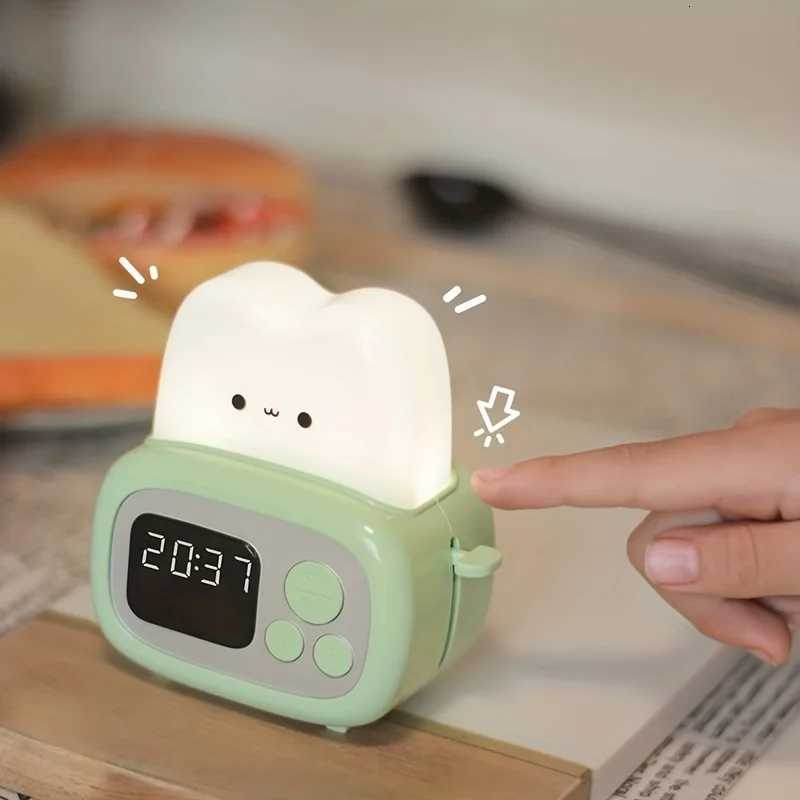 1pc Time toaster night light High appearance level Bedside light cute sleeping light cartoon mini alarm clock H260318