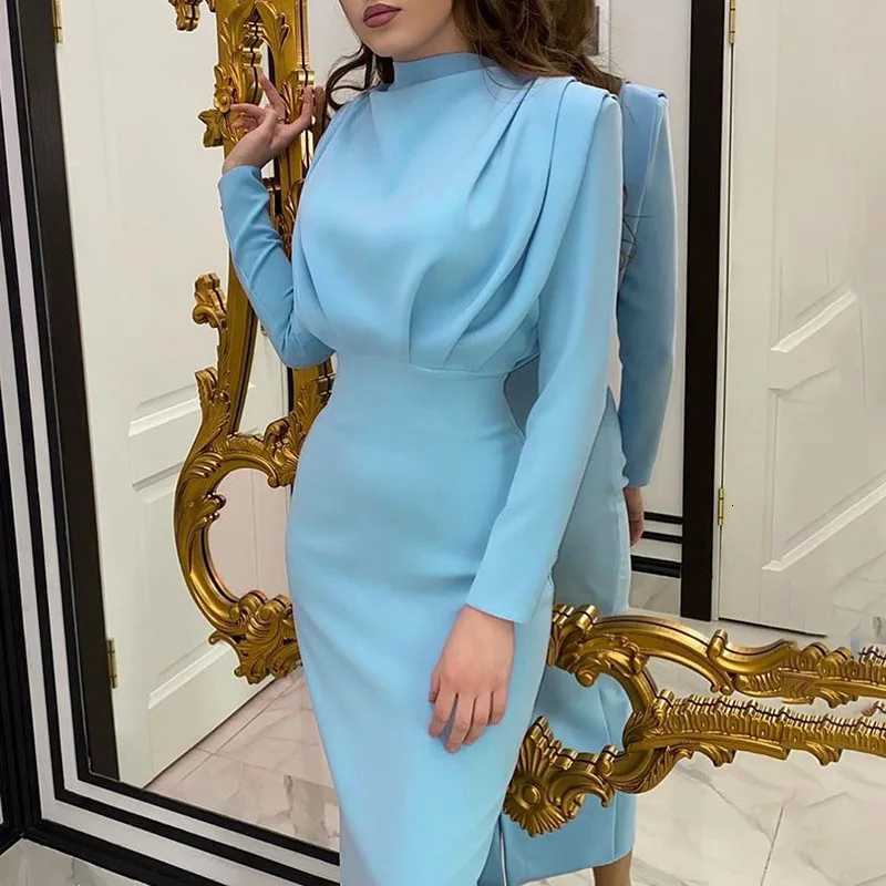2026 Spring New Fashion Stylish Waist-Cinching Ele Solid-Colored Long-Sve DressXJ260318