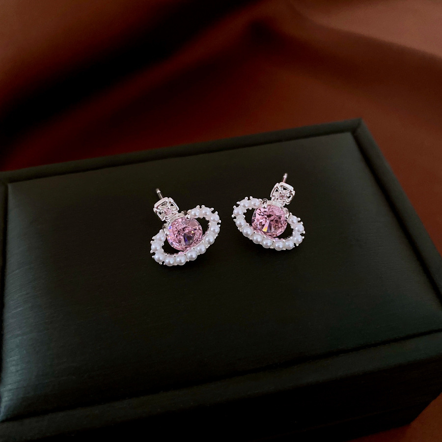 Luxury Brand Designer Jewelry Luxury Brand Designer Jewelry Korean Silver Needle Zircon Pearl Saturn Earrings Sweet Simple Versatile Studs Light Luxur