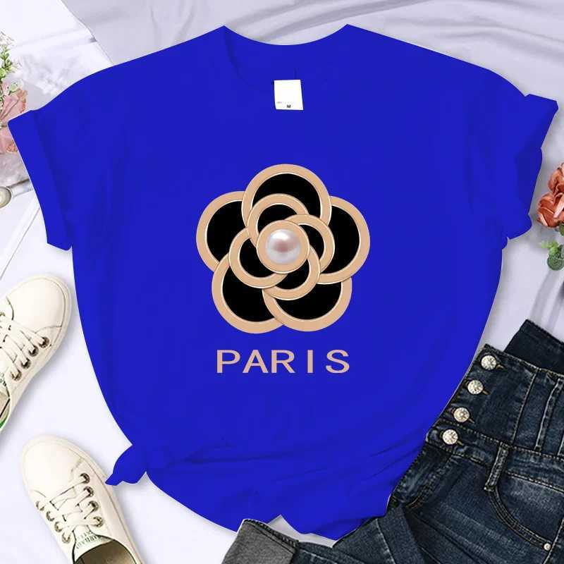 Luxury Brand Flower For Womens High-Quality Summer Printing T-shirt 100 Casual Oversized Y2k Personality Sleeve O-neckT260317