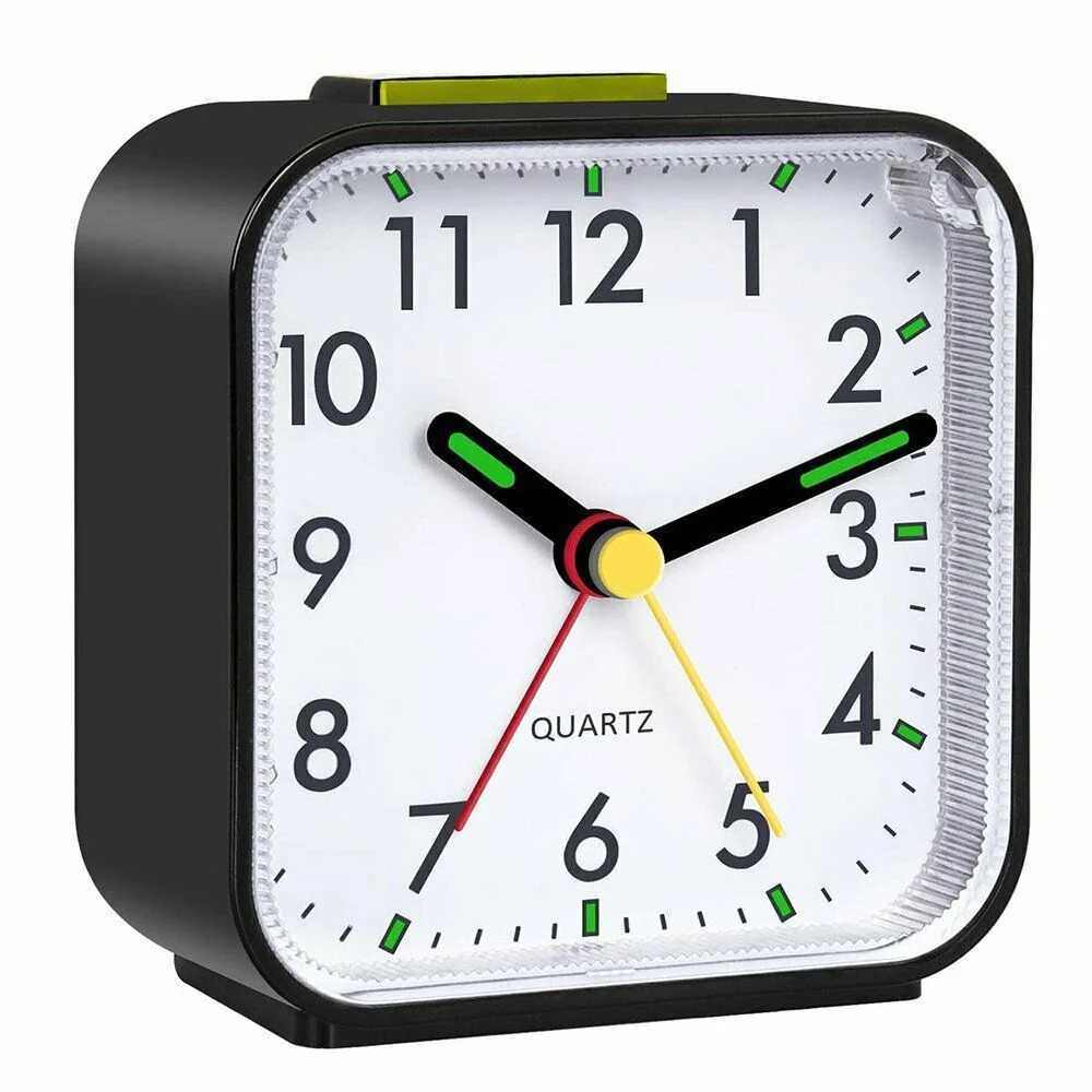Analogue Silent Alarm Clocks Small Silent Non-ticking Analog Quartz Clock with Light Snooze for Heavy Sleepers Office Bedroom D260318