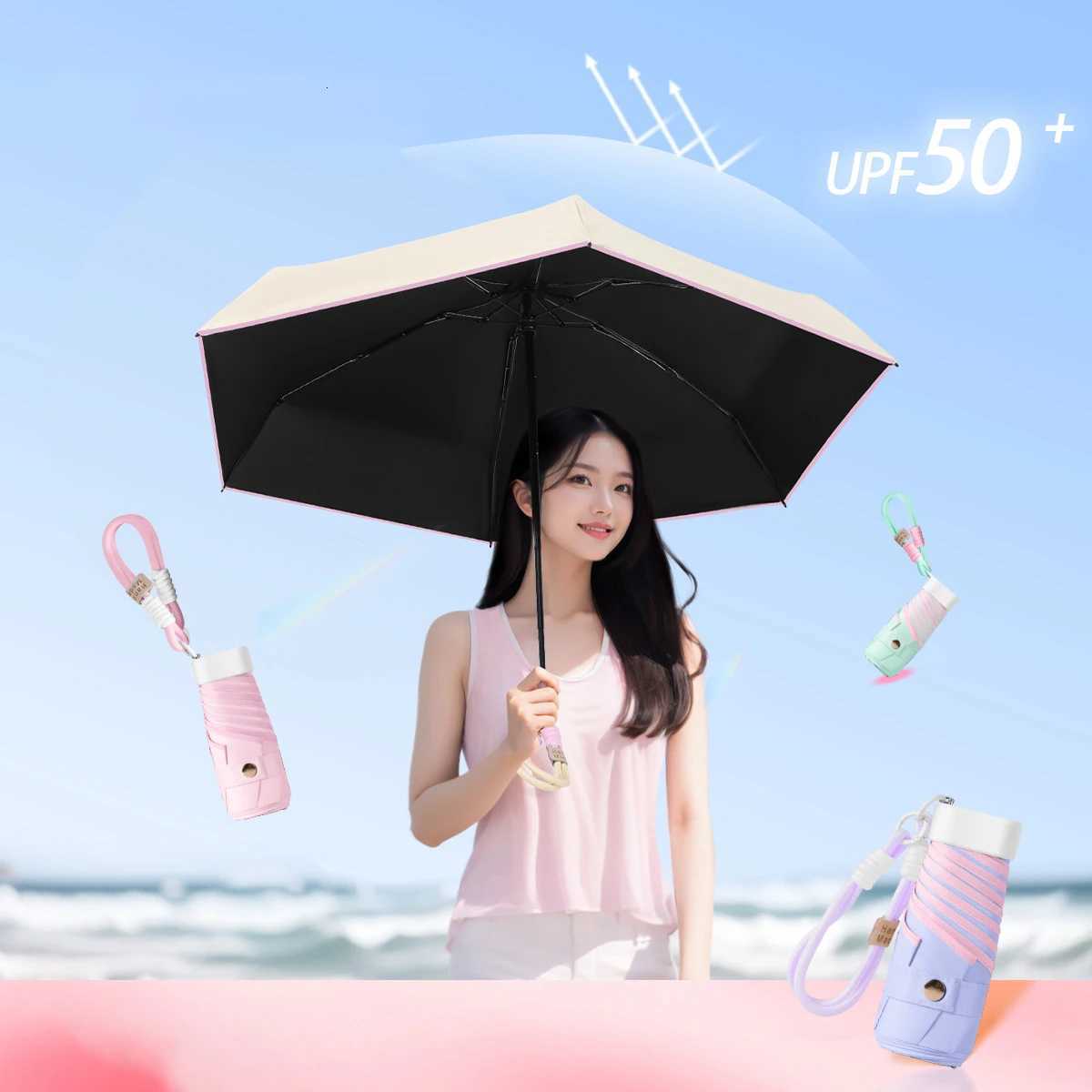 UPF50Mini Folding Umbrella Color Rope Bracelet Sunshade Umbrella Pocket Rain Travel Umbrella UV Protection Sunshade Umbrella H260318 - view 4