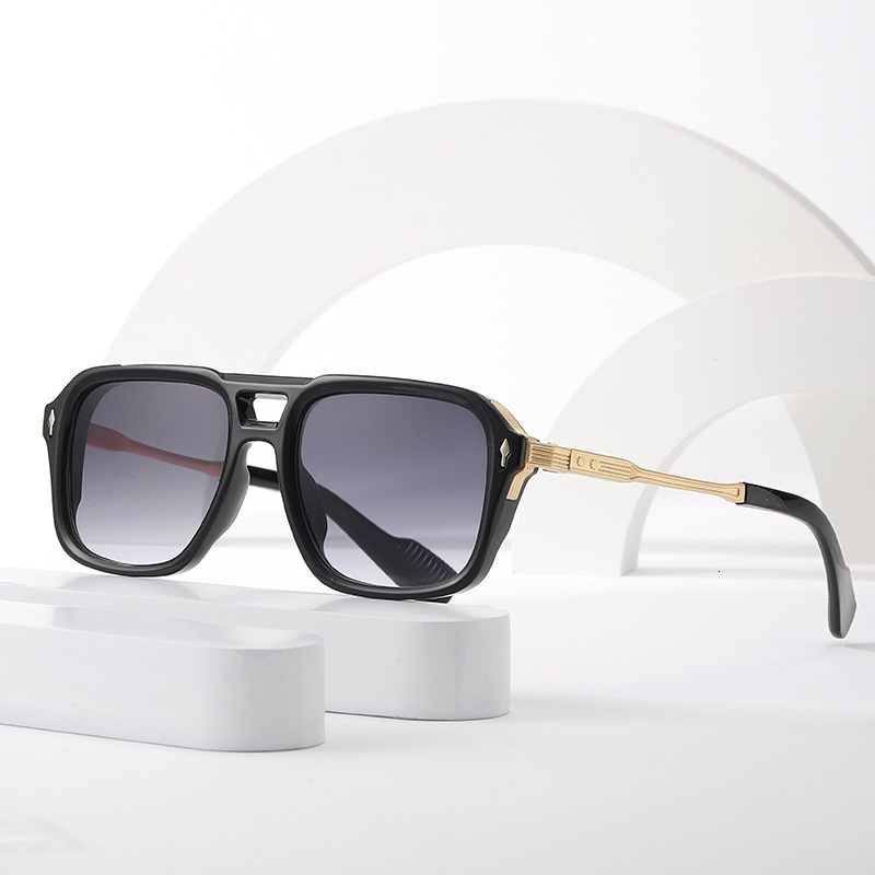 New European and American men's aviator glasses, retro double-bridge square frame sunglasses, cross-border wholesale in stock 34100 ddmythur