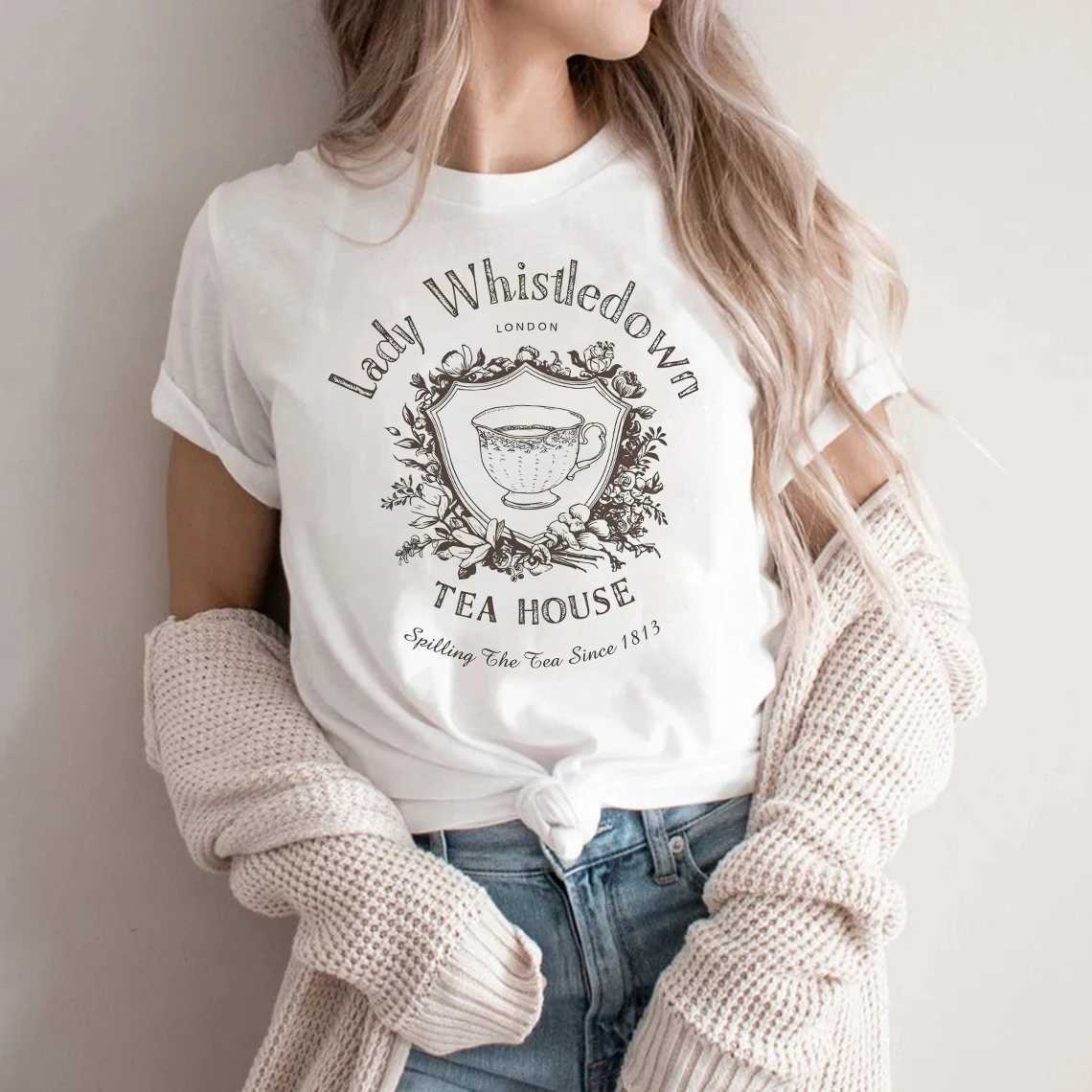 Teacup Lady Whistledown Shirt Women Graphic Harajuku T-shirt Unisex Fashion Manga Y2k Tshirt kawaii Vintage Tops FemaleT260317