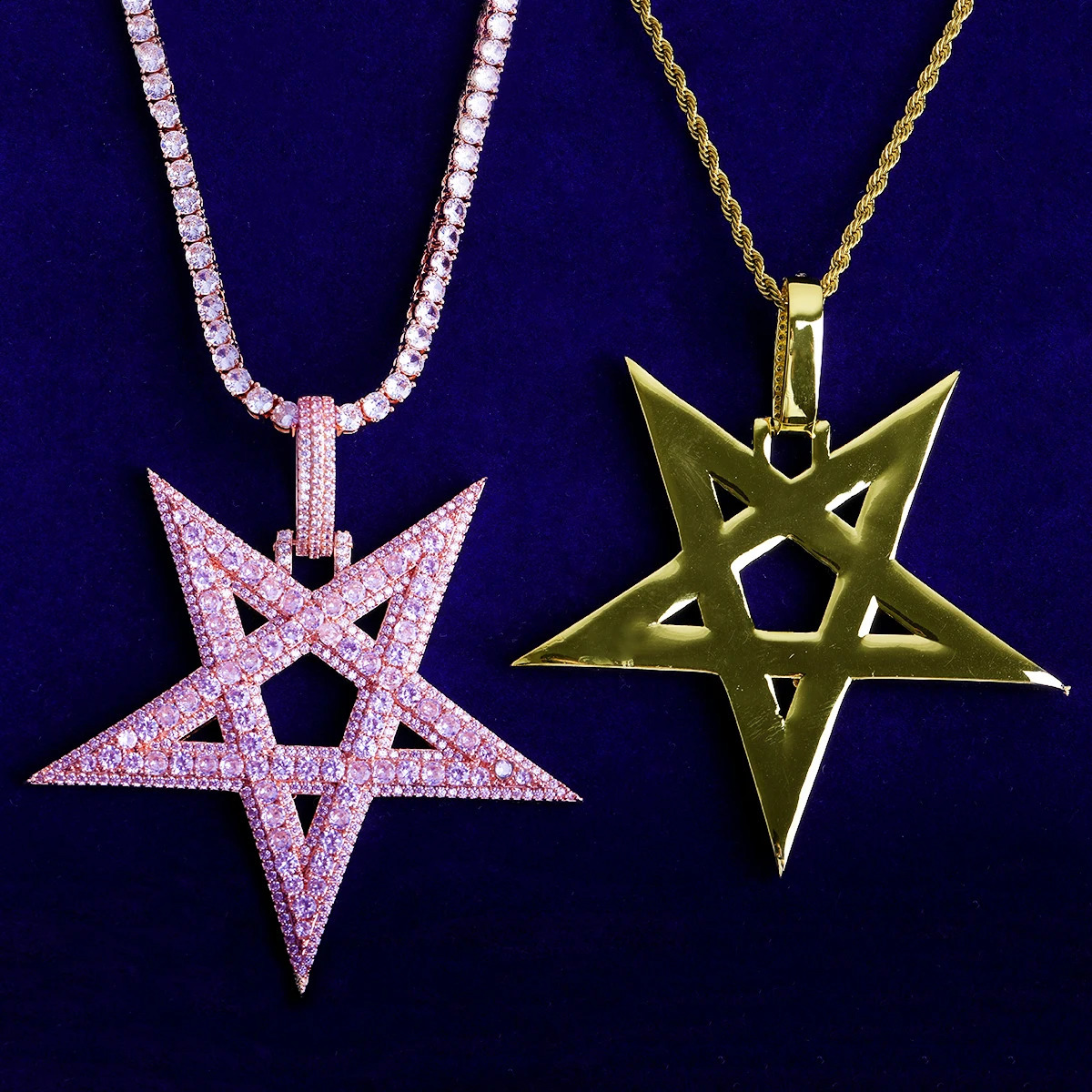Bubble Letter Iced Out Big Star Necklace Pendant for Men 5A Cubic Zirconia Prong Setting Hip Hop Jewelry 260316