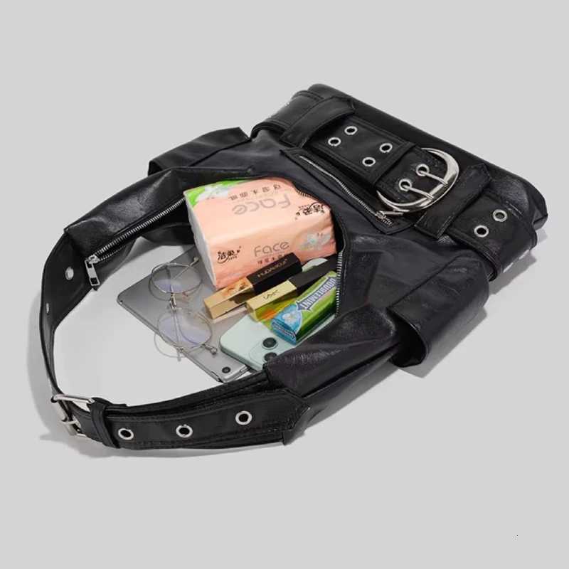 Belt Buckle Women Luxury Designer Handbag and Purses PU Rivet Multiple Pockets Y2K Large Capacity Shoulder Bags Big TotesZ260317