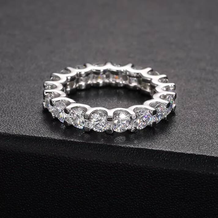 Prong Setting Round Brilliant Cut Moissanite Jewelry Ring Wedding Engagement Fine Jewelry Rings Rapper 925 Silver Jewelry Rings