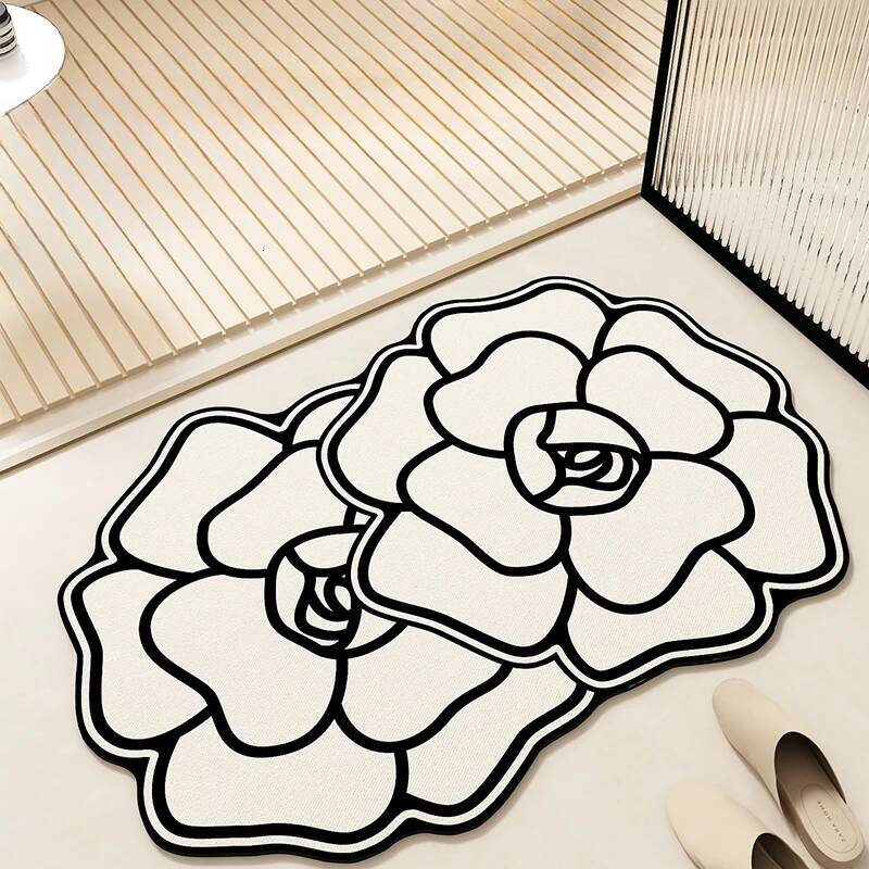 Bath Mat New Luxury Floral Diatomaceous Earth Absorbent Stain Resistant Quick Drying Bathroom Floor Mat