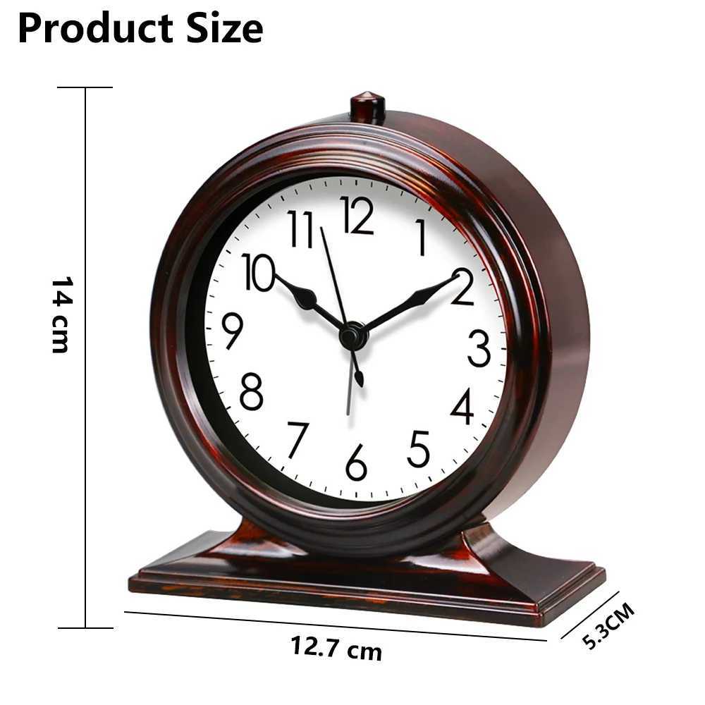 Classic Desk Clock Light Luxury Large Digital Vintage Alarm Clock Bedroom Living Room Office Loudspeaker Mute Desktop Decoration D260318