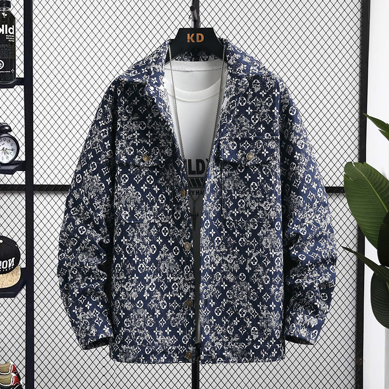 Luxury Brand Designer Spring and Autumn Men Youth Color-Woven Jacquard Shirt Color-Block Stylish Personality Embroidered Top Jacket Men Trendy Jacket