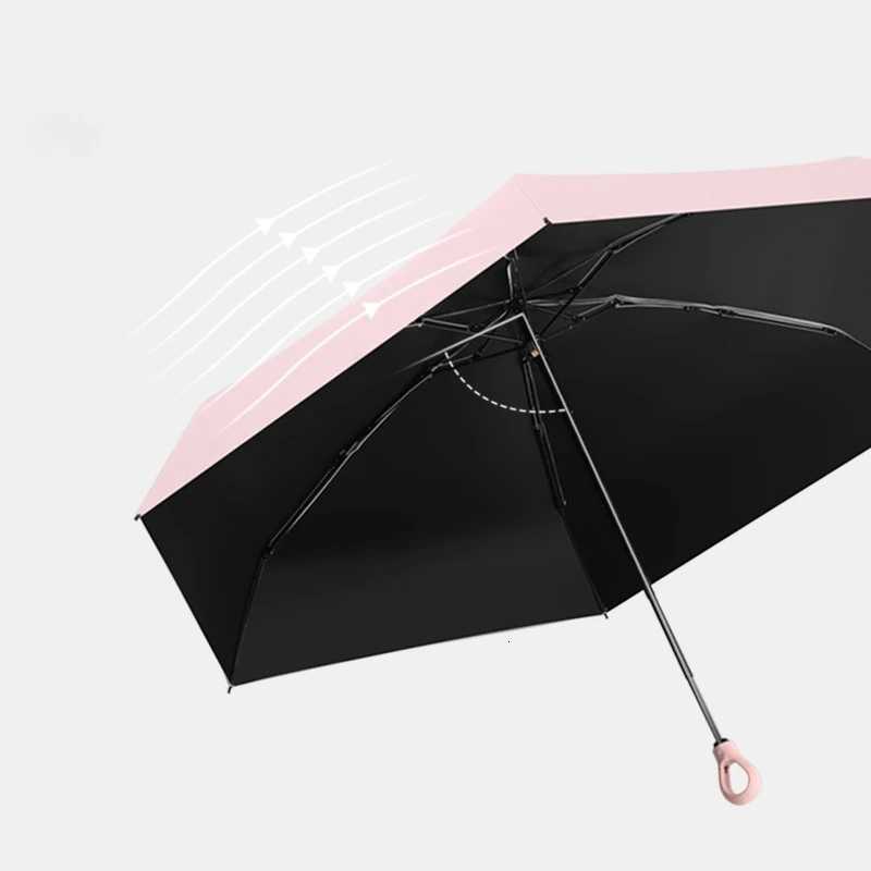 Mini Folding 5-Fold Compact Umbrella with Carabiner Ring Portable Anti UPF 50 UV Sun-Rain Umbrella Lightweight Small H260318 - view 5