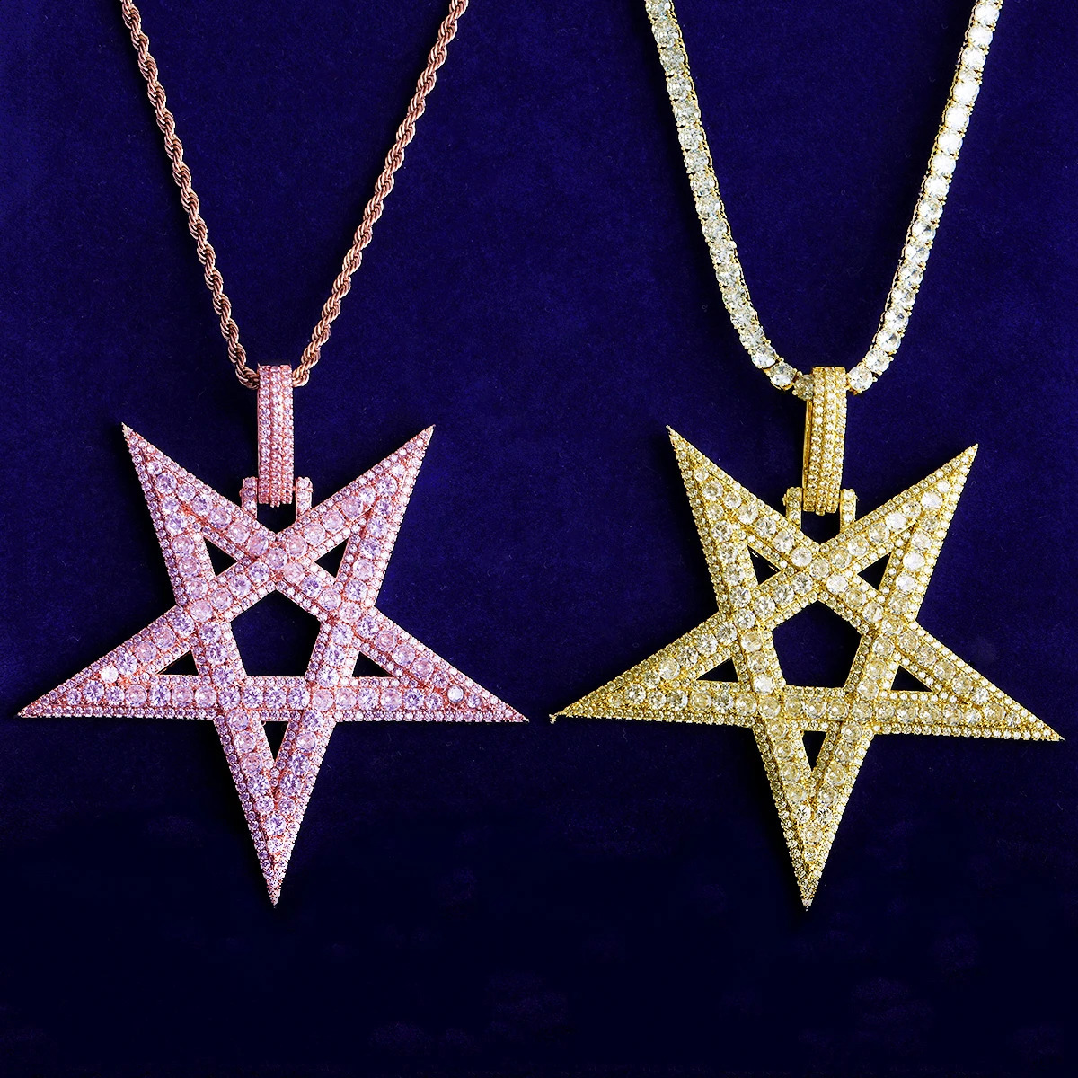 Bubble Letter Iced Out Big Star Necklace Pendant for Men 5A Cubic Zirconia Prong Setting Hip Hop Jewelry 260316