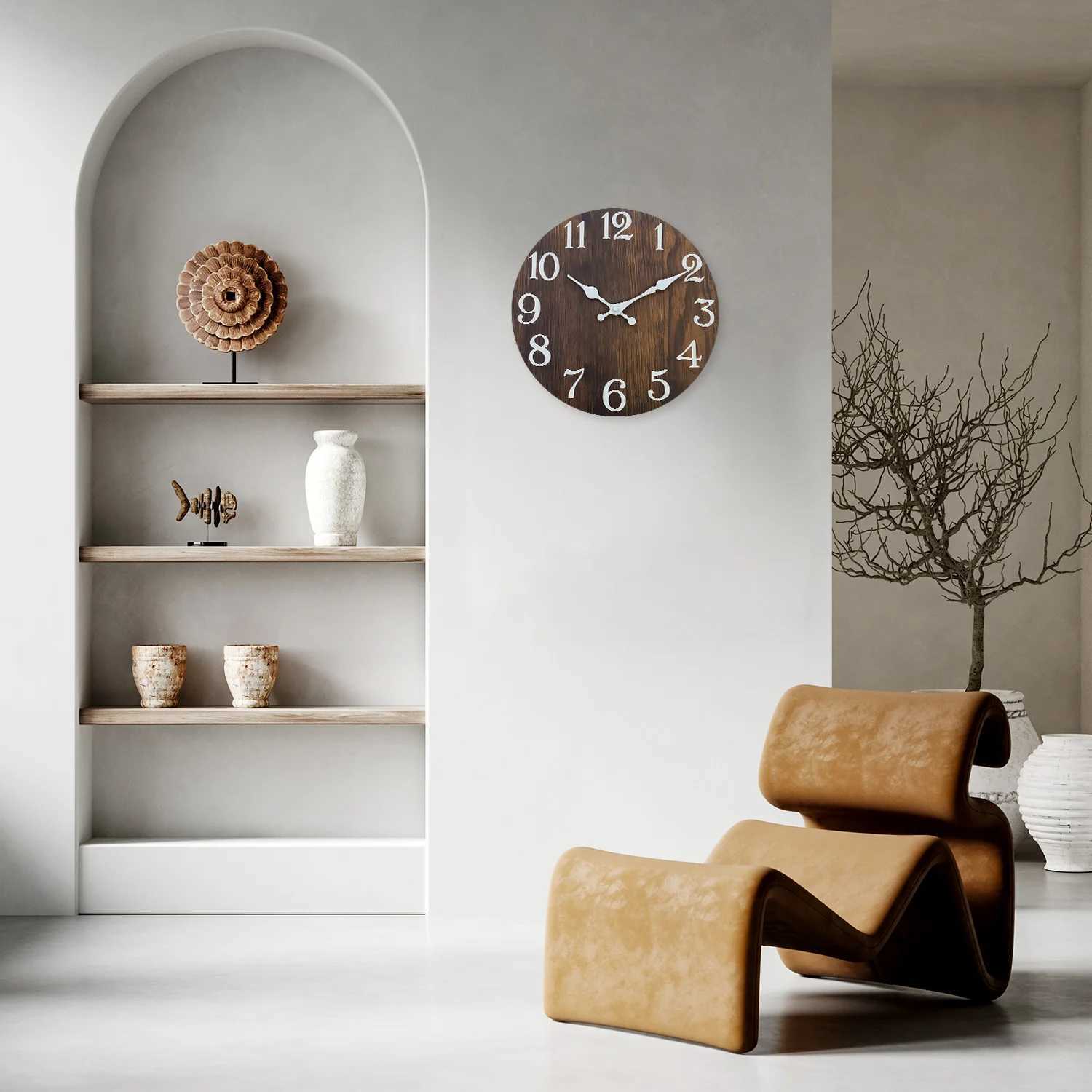 Pattern Wooden Wall Clock Living Room Bedroom Kitchen Home Decoration Wall Clock Silent Quartz Clock Holiday Gift 10 Inches 12 Inches 14inch 16inch N 