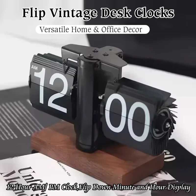 Flip Clock Vintage Desk Clocks Retro Flip Down Clocks-Battery Powered Internal Operated Flip Flop Watch Home Office Dcor D260318