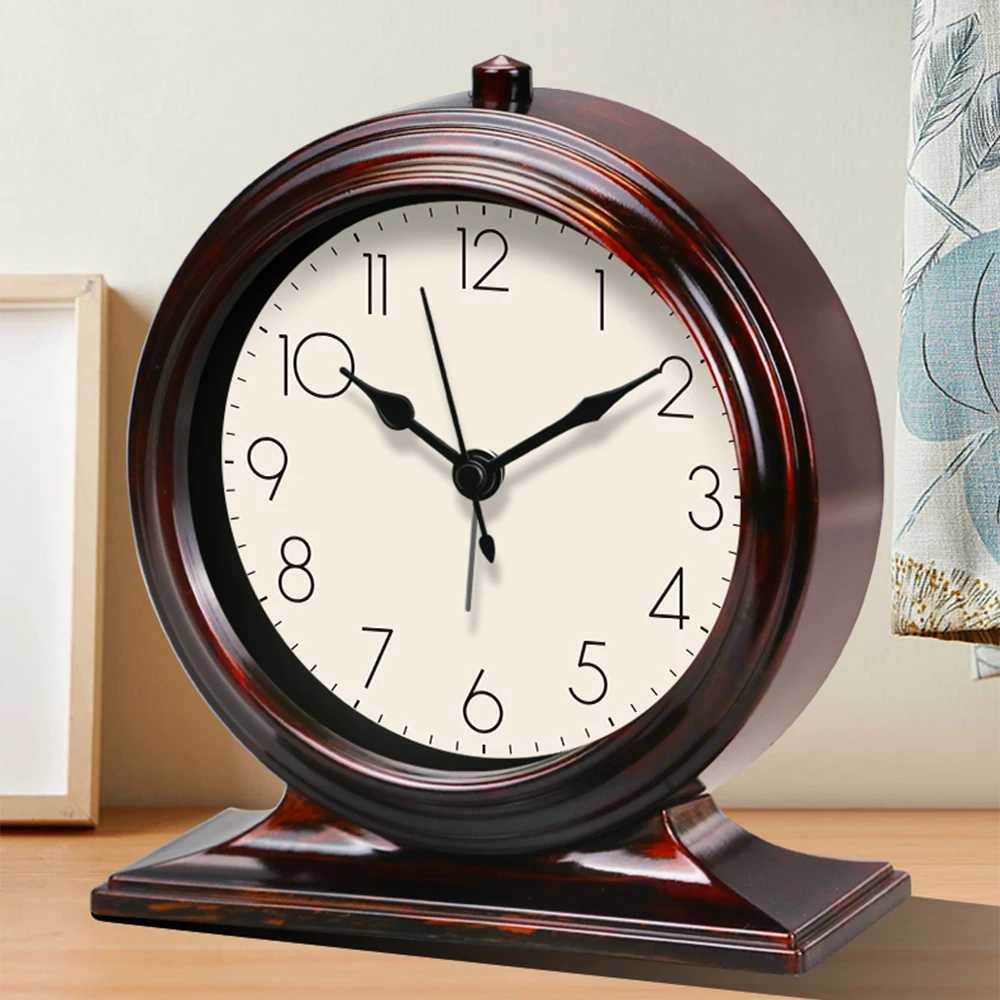 Classic Desk Clock Light Luxury Large Digital Vintage Alarm Clock Bedroom Living Room Office Loudspeaker Mute Desktop Decoration D260318