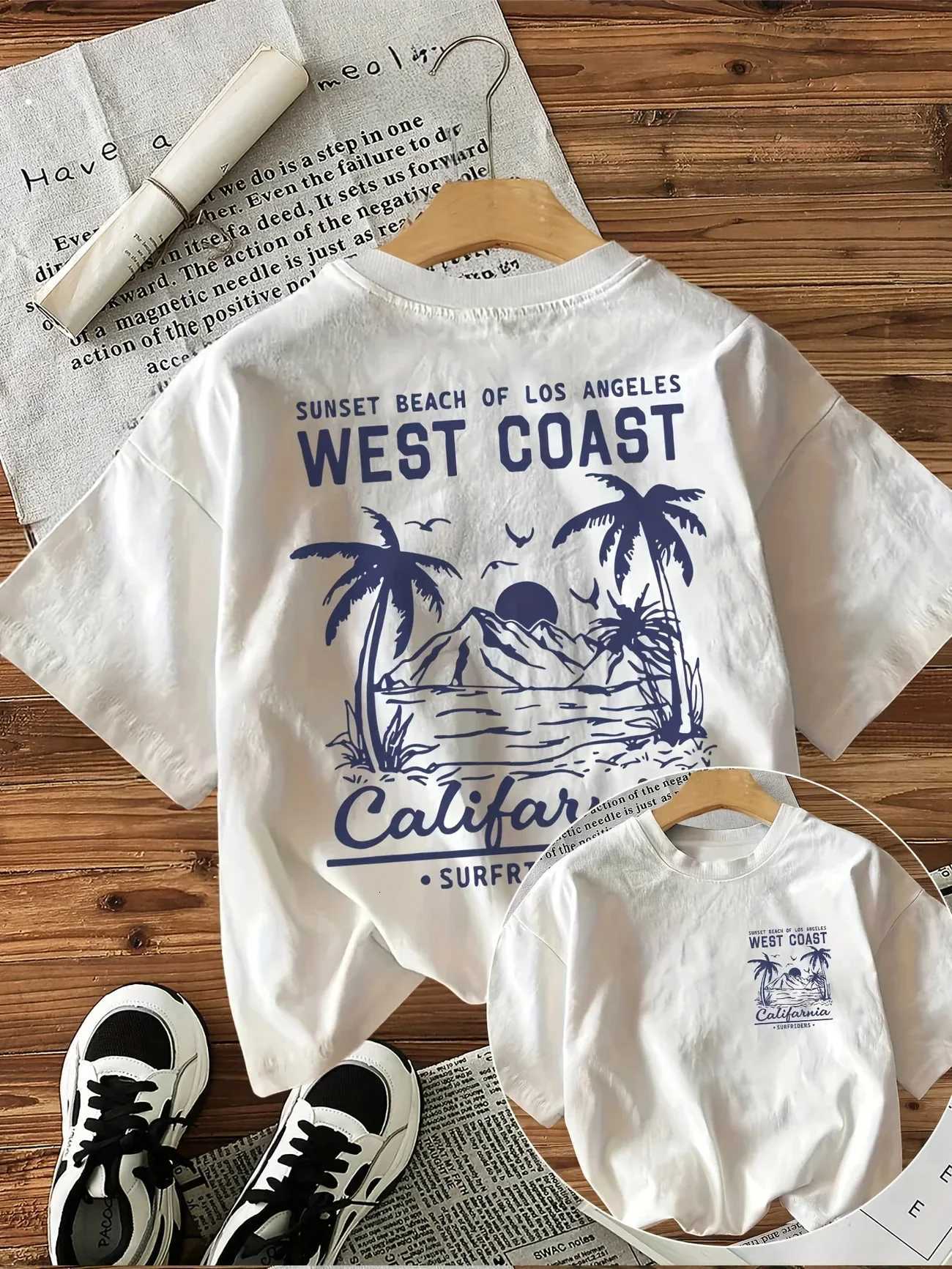 West Coast Graphic Print with Palm Trees T Shirt Short Sleeve Women Tshirt Clothes Women Retro Aesthetic T-ShirtsT260317