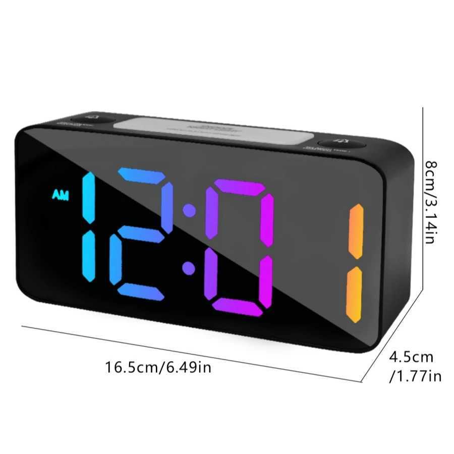 1PC multi-function RGB color screen alarm clock desktop LED digital clock Customize two sets of alarms five levels of brightn D260318