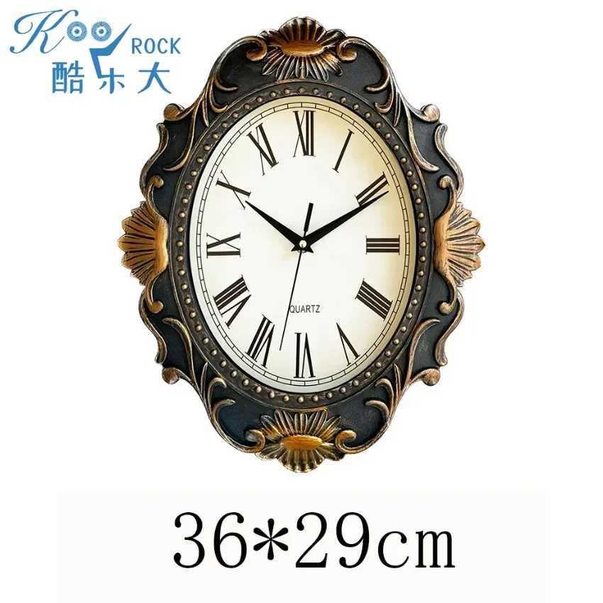 14 Vintage European Court elegance classical Style Wall Clock with Electroplated Black Gold/Silver Roman Numerals for bedroom D260318