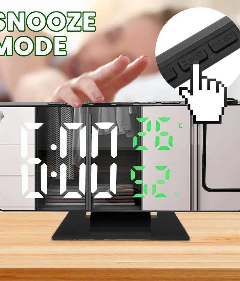 Projection digital alarm clock 180 arm projection LED alarm clock multifunctional USB plug in projector desktop LED clock D260318