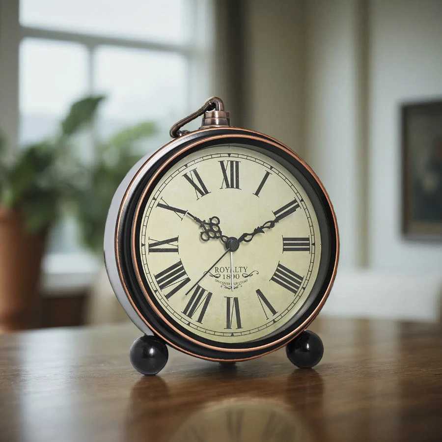 1 piece retro metal base clock American creative clock Personalized and minimalist pointer clock Room and home decoration use D260318