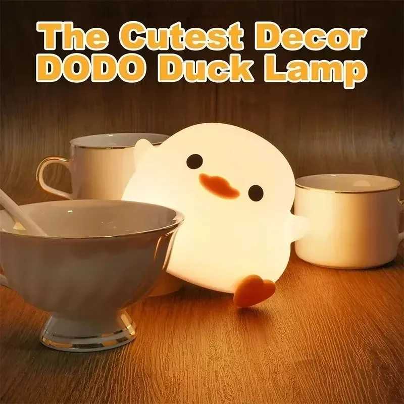 LED Night light Cute duck Cartoon animals Silicone lamp for children kid Touch Sensor Timing USB Rechargeable for birthday gifts H260318