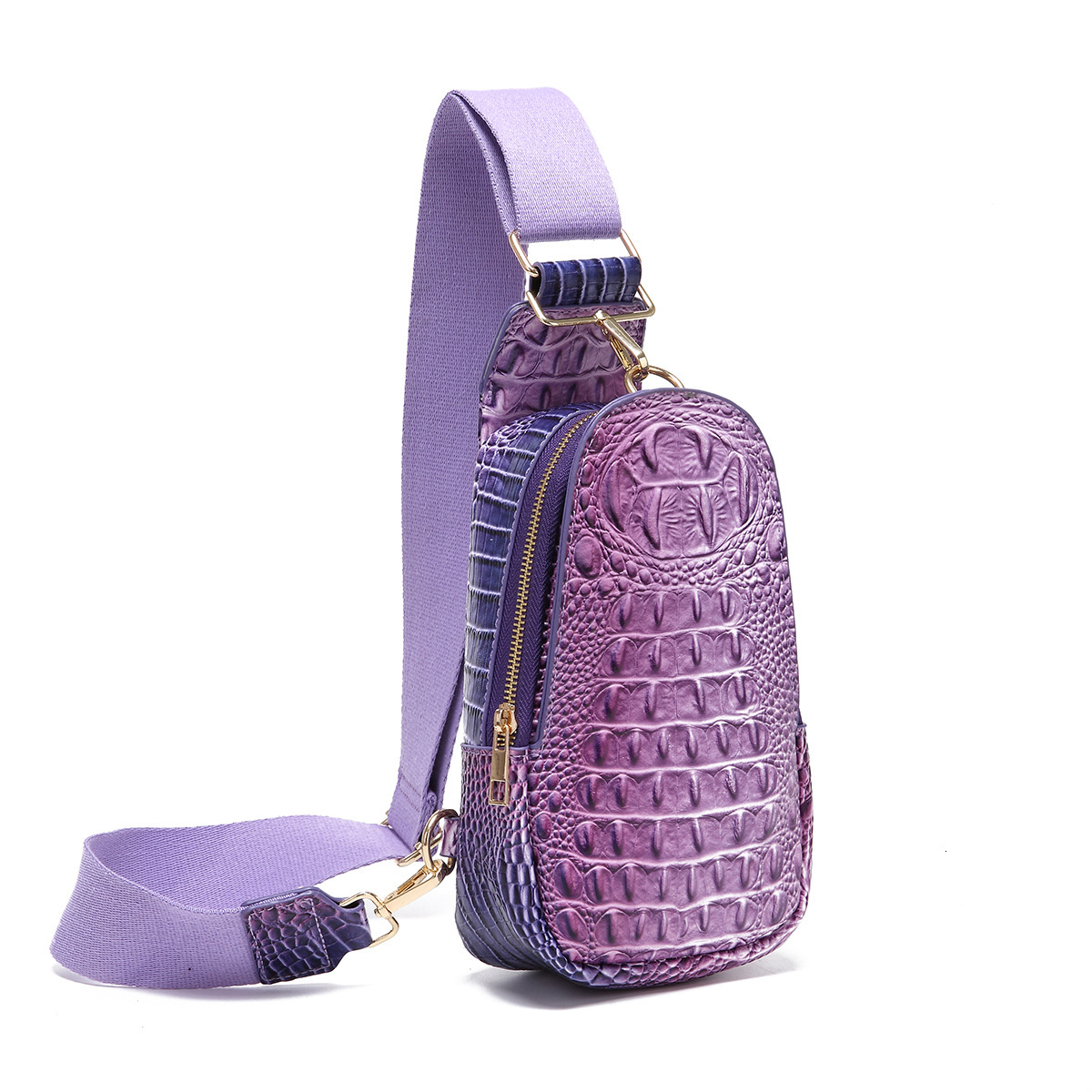 European and American Retro Fashion Wide Shoulder Strap Women's Chest Bag Waist Bag Crossbody Bag Crocodile Pattern Brahmin Amazon Independent St