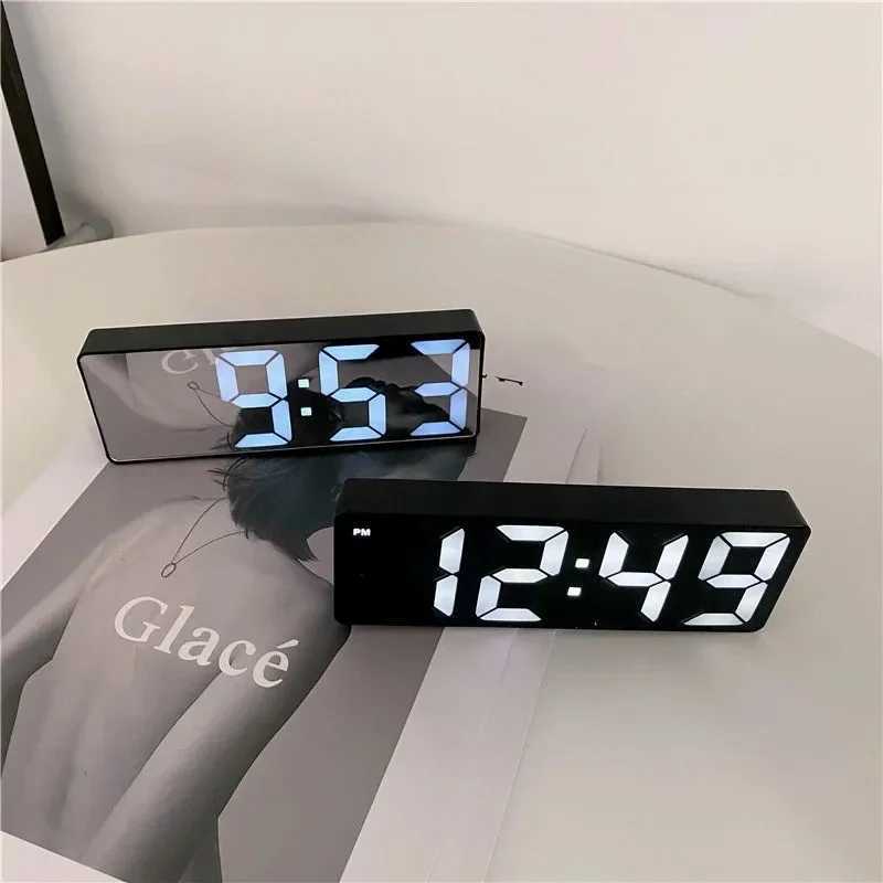 Led Digital Alarm Clock Led Night Mode Control Watches Table Decorations Chargeable Snooze Electronic Voice Music Home Wall Desk D260318