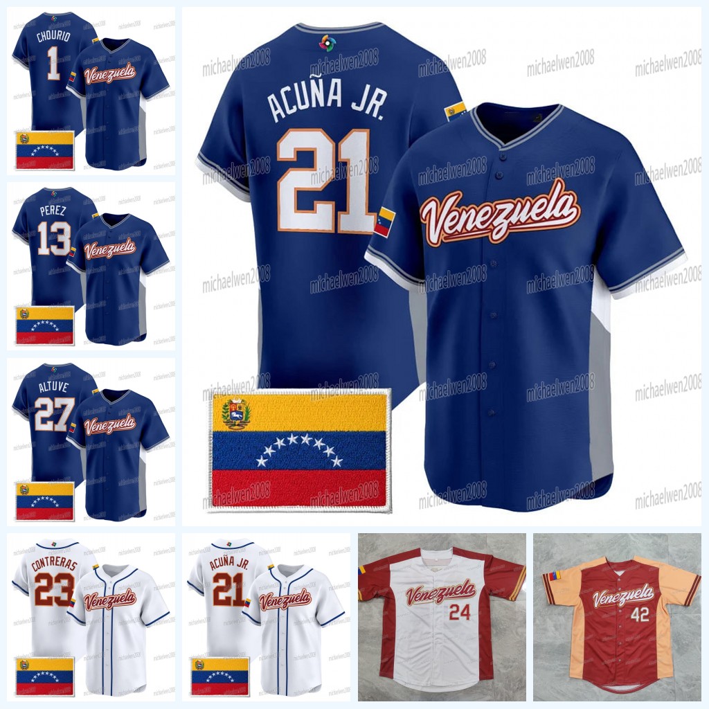 21 Ronald Acuna Jr. Team Venezuela 2026 WBC World Baseball Classic Champion Jersey Jose Altuve Salvador Perez Luis Arraez Gleyber Torres Jackson Chourio Contreras