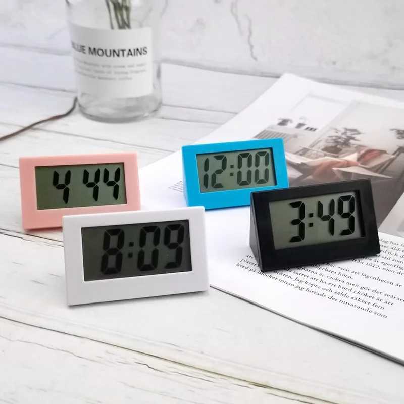 Battery Powered Mini Desk Clock Date 12-Hour Time Display Portable Digital Table LCD Clock for Student/Car/Bedroom D260318