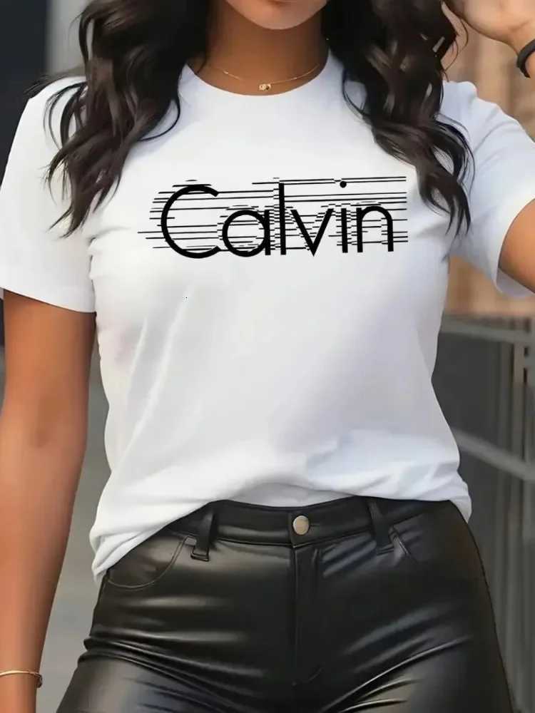 Calvin Womens T-Shirt Leisure Fashion Short Sleeve Cotton Tees High Quality Comfortable Brand T-shirt Summer Streetwear Y2k TopT260317
