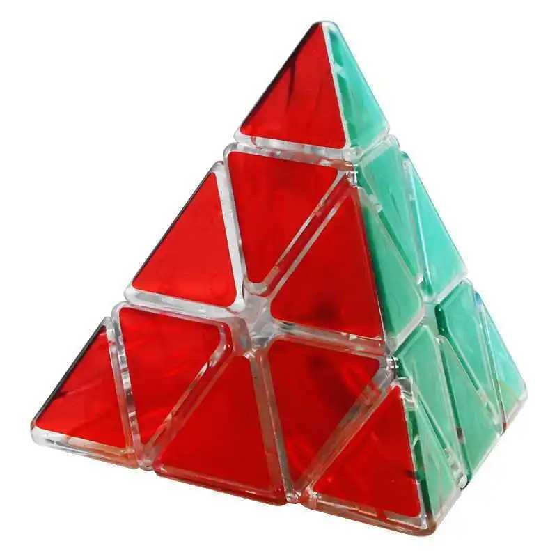 Transparent Pyramid Stickerless Speed Cube 3x3x3 Triangle Brain Teaser IQ Test toys Educational Mind Challenge Cubo Mgico H260314