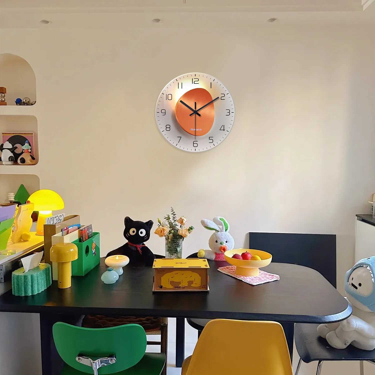 and Shadow Flat Pattern Tempered Glass Wall Clock for Living Room Bedroom Kitchen Home Decoration Silent Quartz Clock Holiday Gift 1216inchN onLi D260