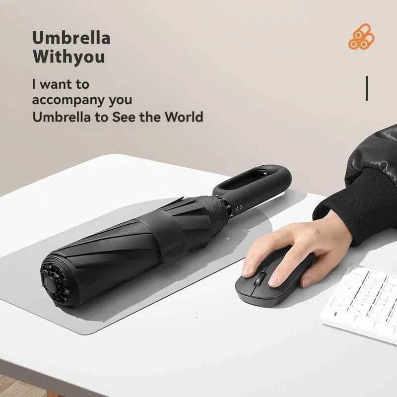 Automatic Umbrella for Men Women Fully Automatic Folding Large Rib Strong Sunshade Double Umbrella with Ring Buckle Design H260318 - view 6