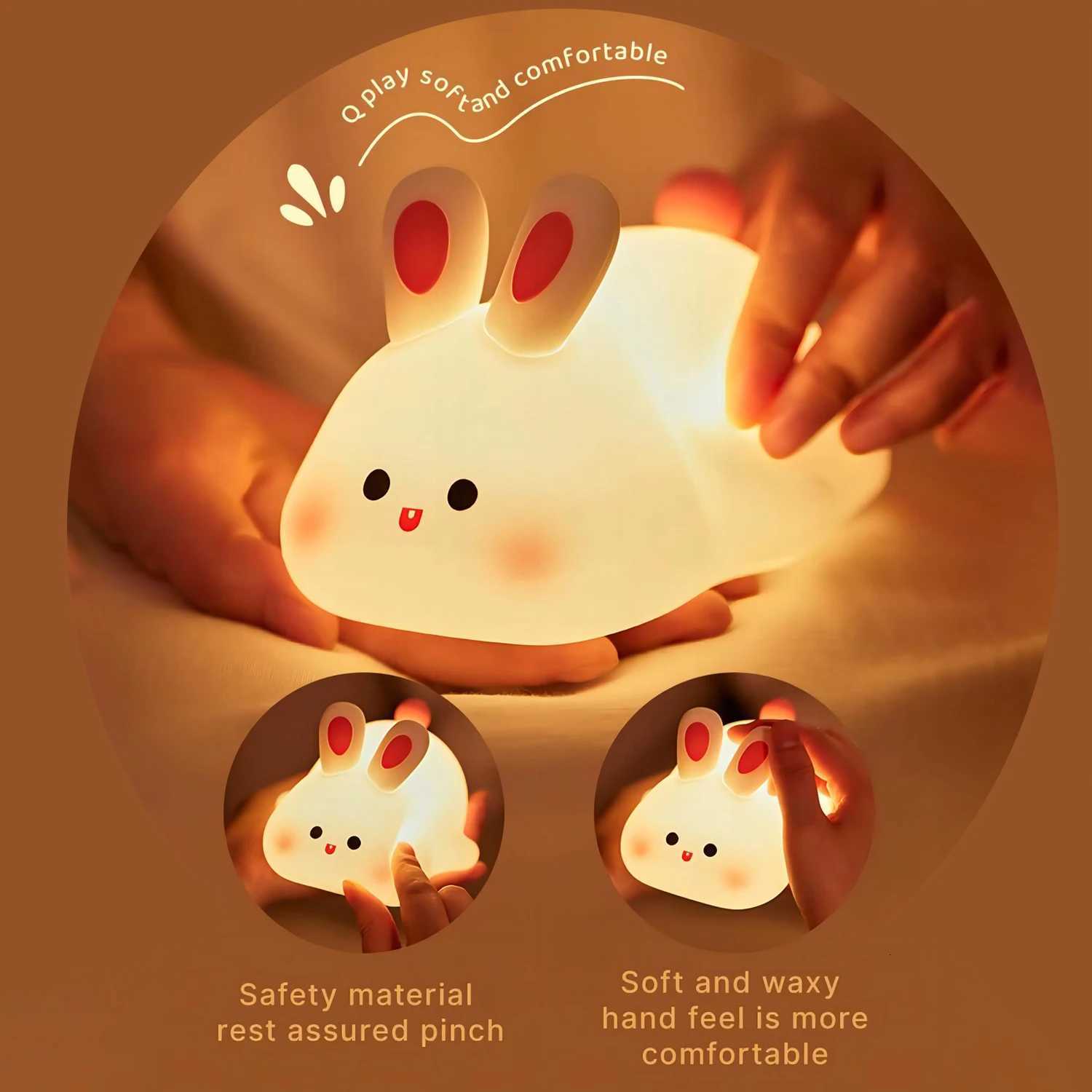Cute LED Night Light Panda Sheep Rabbit Silicone Nightlights USB Rechargeable For Bedroom Decoration Kids Birthday Gift H260318