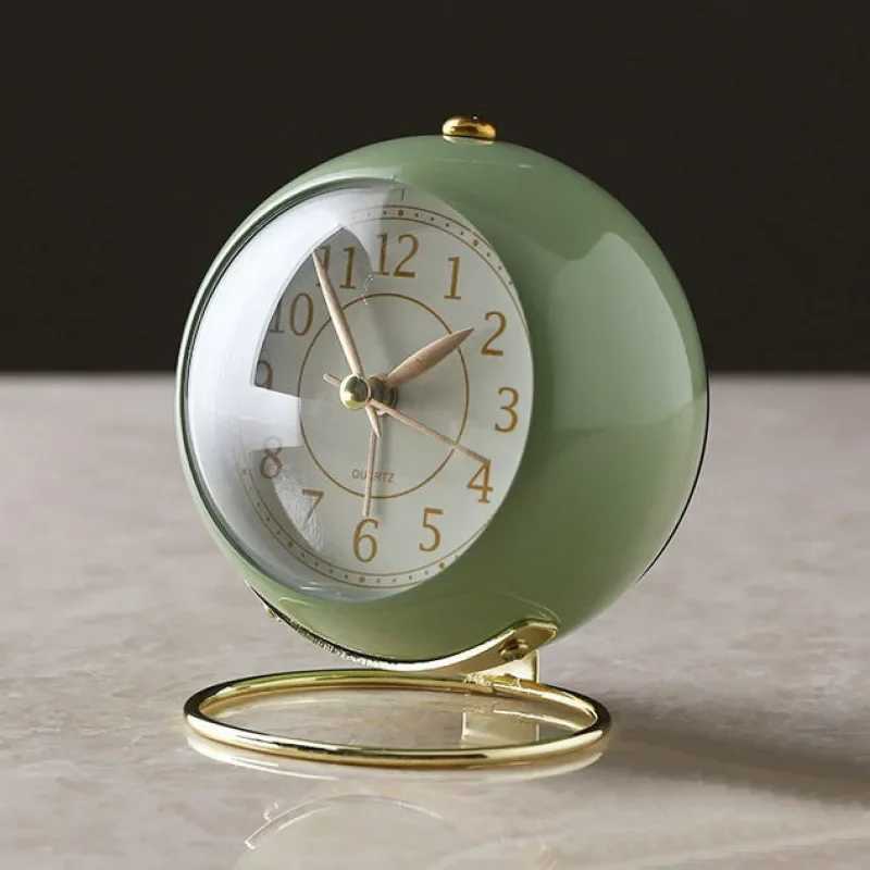 Light Alarm Clock with Night Light Silent for Bedroom Decoration Small Quartz Circular Morning Clocks Office Table Desk Children D260318