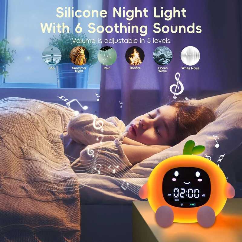 Alarm Clock for Kids 6-IN-1 Fruit-Shape Toddler Sleep Training Clock Cute Touch Night Light for Childrens Bedroom D260318